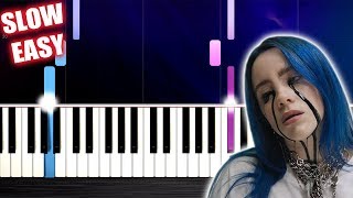 Billie Eilish - when the party's over - SLOW EASY Piano Tutorial by PlutaX chords