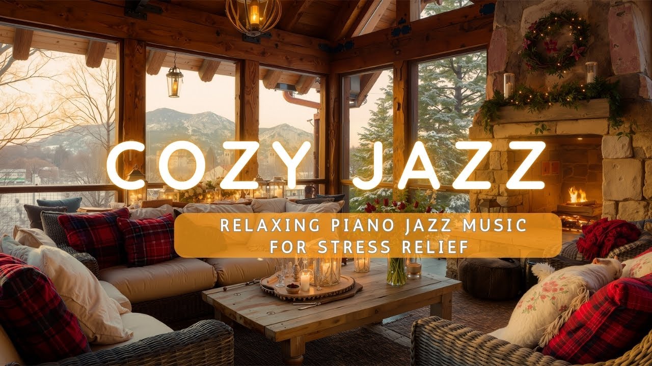 Warm & Cozy Winter Room Ambience 🔥 Relaxing Piano Jazz Music for Stress ...