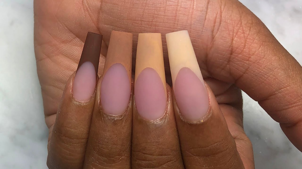 How To: Matte French Shades Of Nude | Acrylic Nails Tutorial - Youtube