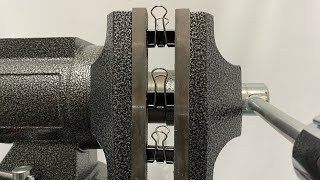 ダブルクリップを万力(バイス)で潰してみた   Binder Clip Compression&Destruction