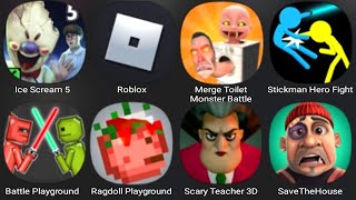 Ice Scream 5,Roblox,Merge Toilet Monster Battle,Stickman Hero Fight,Battle Playground,Ragdoll Play screenshot 5
