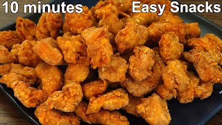 Just 10 Minutes Chicken Popcorn | Easy \& Quick Snacks Recipe
