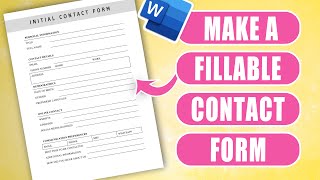 How to Make a Fillable Contact Form in Word | Step-by-Step Tutorial
