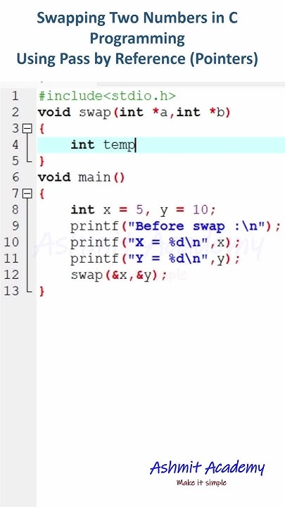 Swapping Two Numbers in C Using Pointers #CProgramming #PointersInC # ...