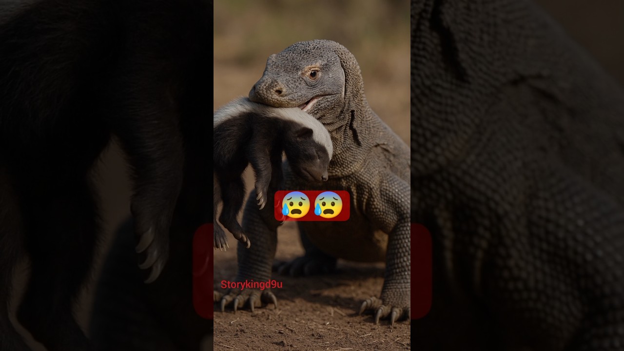 Brave Father Honey Badger Fights Komodo Dragon to Save His Baby! 🦡⚔️🐉