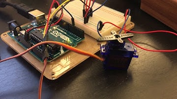 Servo motor controlled by pulse width modulation from an Arduino