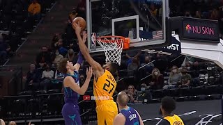 LaMelo Ball with a rookie mistake trying to posterize Rudy Gobert