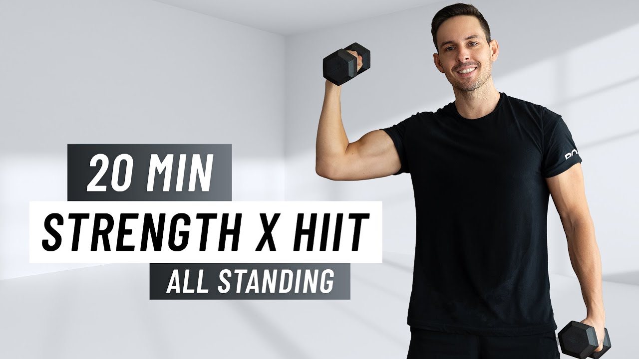 20 Min Full Body Dumbbell HIIT Workout - All Standing - Strength ...