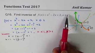 How to find inverse of quadratic function with restricted domain