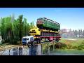 Locomotive Transfer Truck Takes a Daring RIDE Across BROKEN Bridge