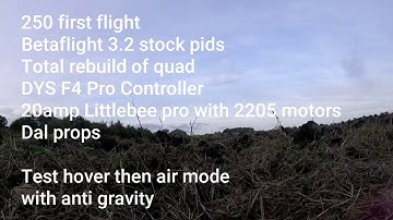 Betaflight 3.2 stock pids and test flight with video feed crashes