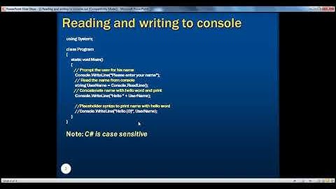 Part 2   C# Tutorial   Reading and writing to a console avi