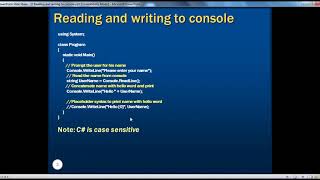 Part 2   C# Tutorial   Reading and writing to a console avi