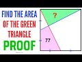 Find the Area of the Green Triangle inside a Square if the Purple Quadrilateral has an Area of 77