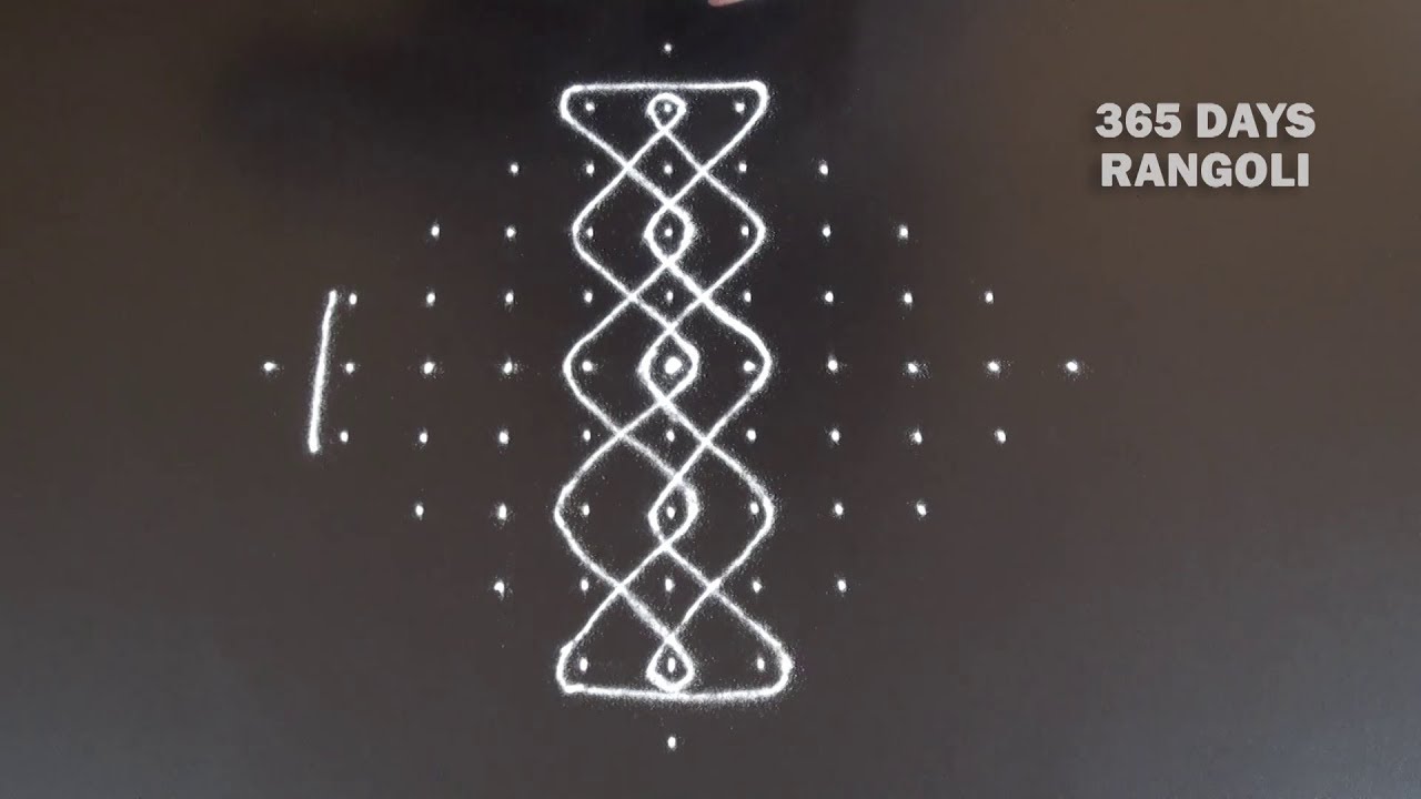 Traditional Daily Sikku Rangoli*Daily Kambi Kolam with 11 dots*Melikala Muggulu*ಬಳ್ಳಿ ರಂಗೋಲಿ