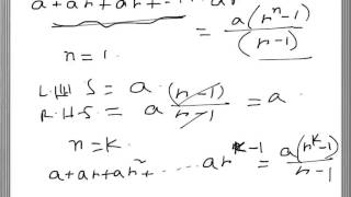 Proving the formula of sum geometric series using mathematical
induction