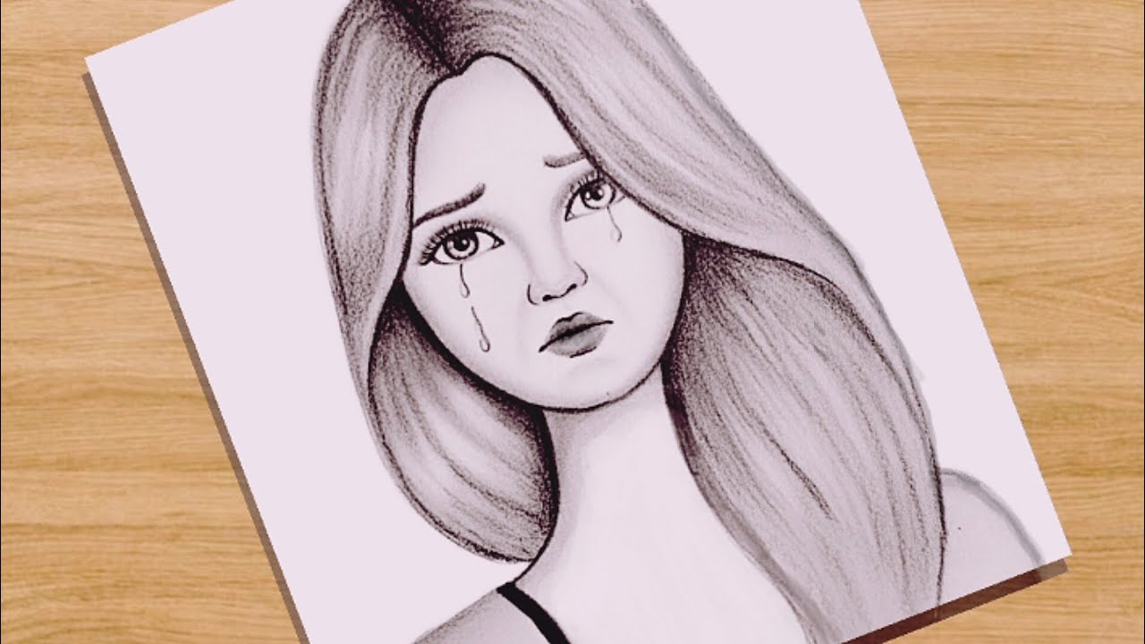 Crying girl's sketch | how to draw a crying girl's sketch for beginners step by step