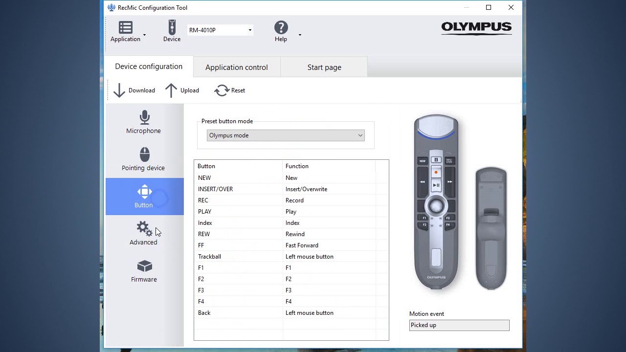 Olympus RecMic Configuration Tool Overview