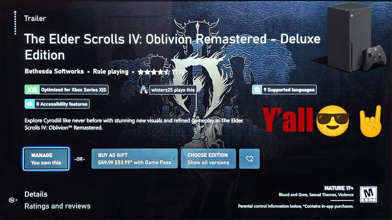 I finally bought The Elder Scrolls IV: Oblivion Remaster Deluxe Edition ...