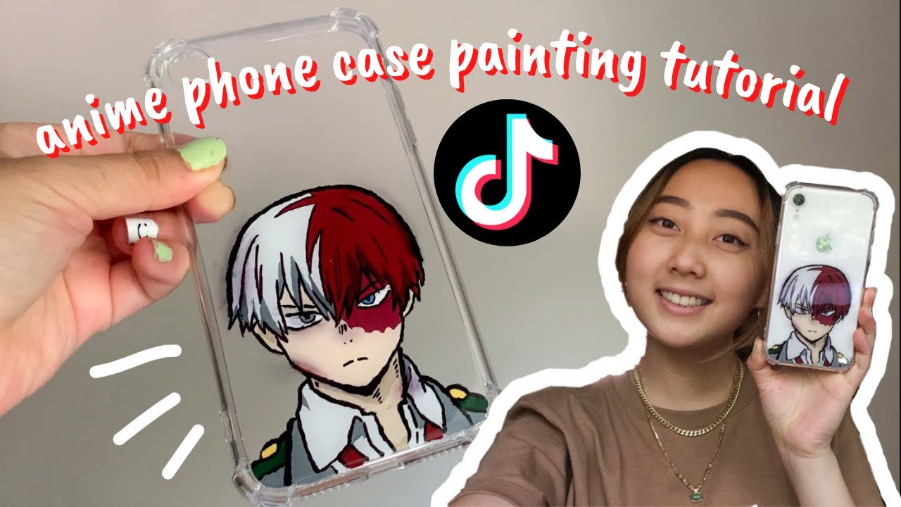 Custom Painted phone case with anime character Glass painting