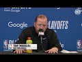 Jalen Brunson, Josh Hart and Head Coach Tom Thibodeau post game media | May 7, 2025