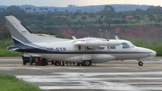 Mitsubishi MU-2B-60 Marquise da Sete Taxi Aereo decolando do Aeroporto Municipal de Patos de Minas