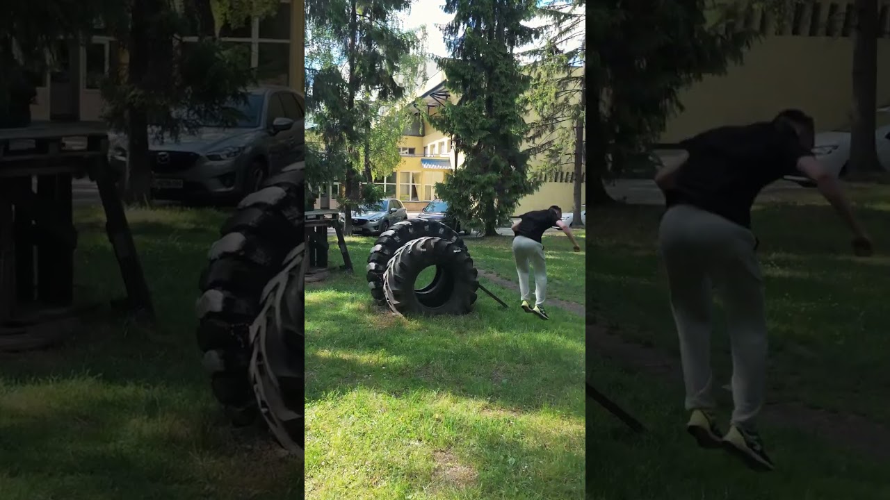 Parkour tire jumps line