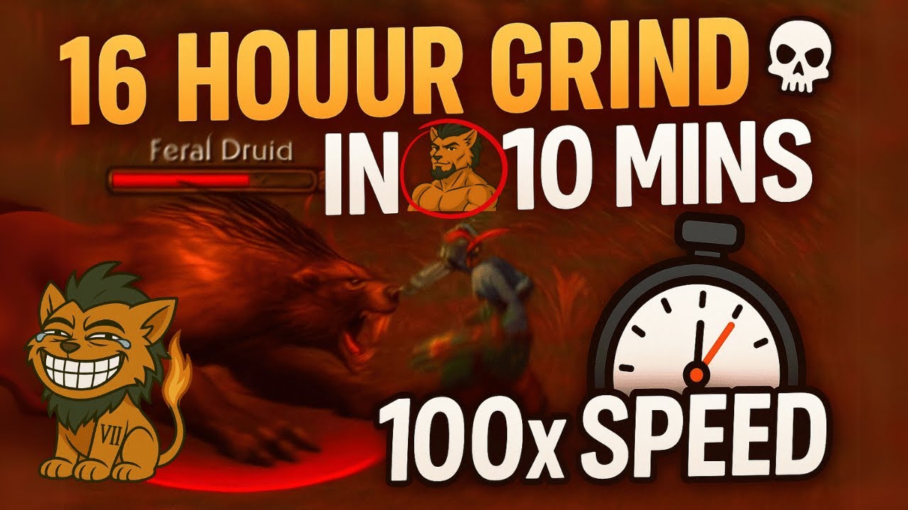 🔥 I Played 16 Hours of WoW Hardcore as a Feral Druid (Sped Up 100x)