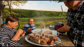 Village Life in Ukraine 🌿 | Family BBQ 🔥, Building a New Grill & Cooking Meat Outdoors