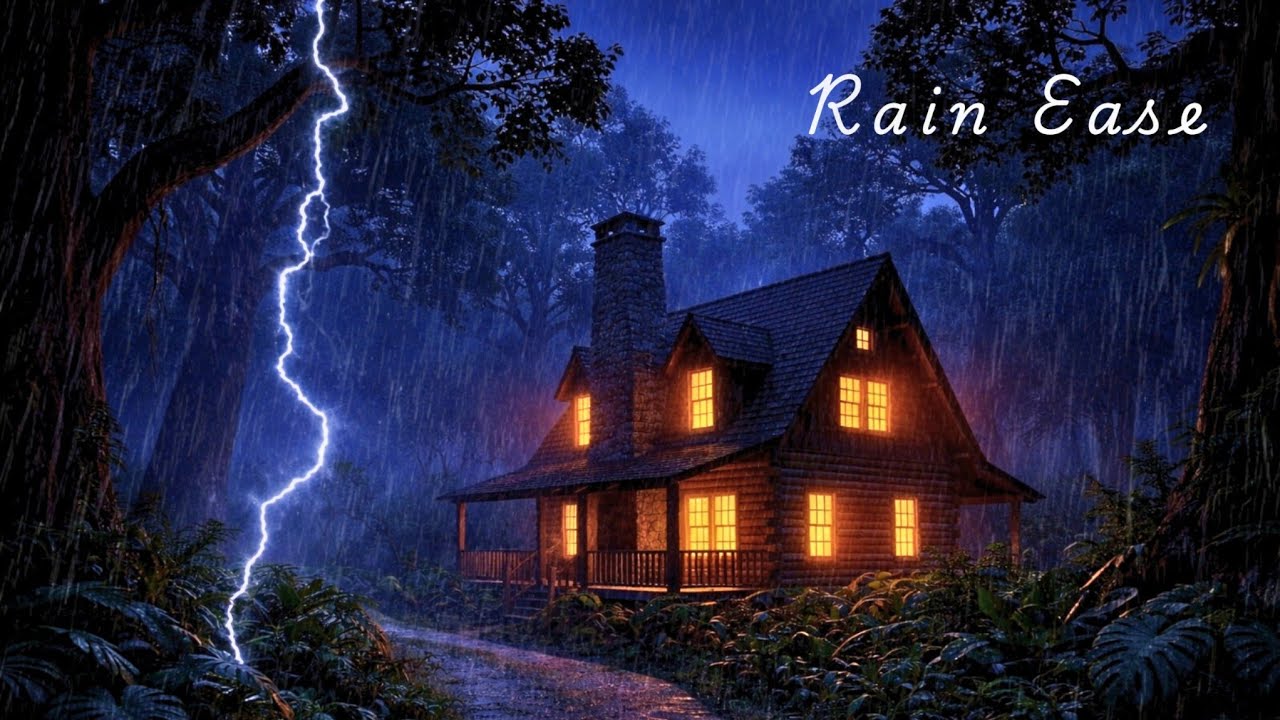 Heavy rain and thunderstorm sounds for sleeping | Calm Rain & Distant Thunder