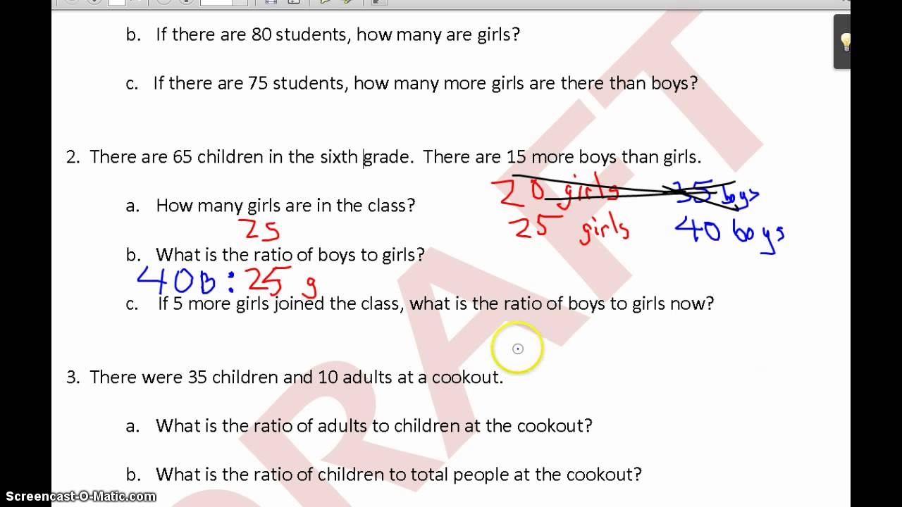 Ratio Word Problems Part To Part Ratios YouTube