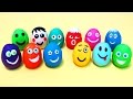 Happy face playdoh eggs with toys inside