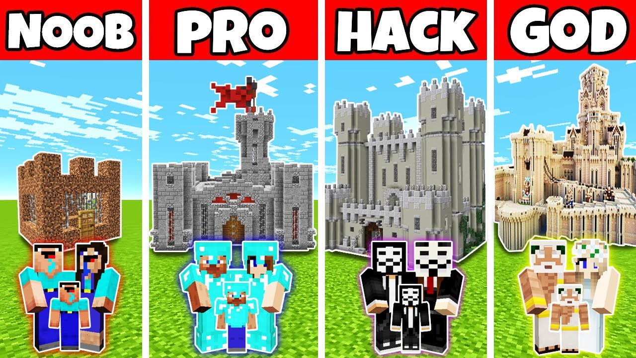 Minecraft Family Castle House Build Challenge Noob Vs Pro - roblox pro vs noob videos infinitube