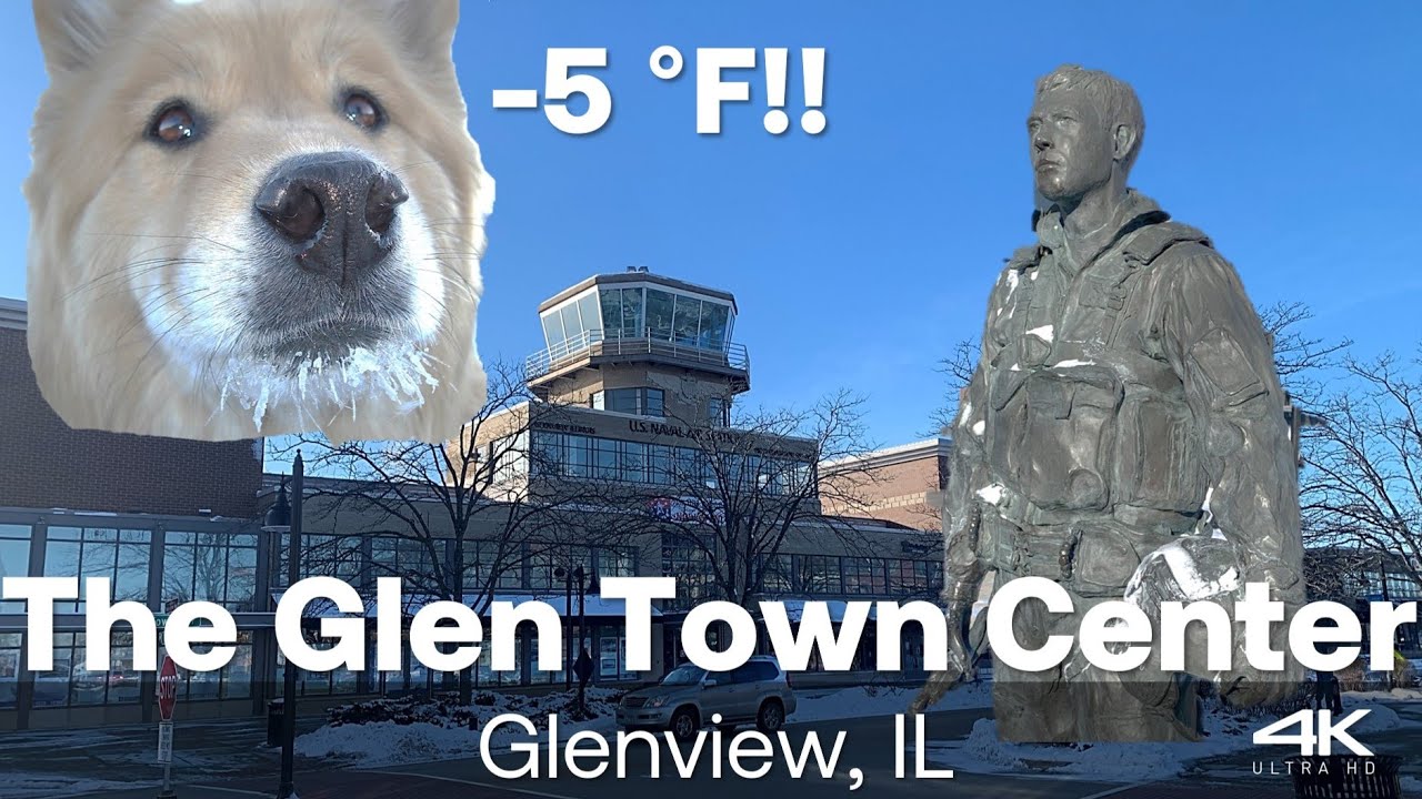 Walking in FREEZING Glen Town Center in Glenview, IL.  In -5 °F bomb cyclone weather!