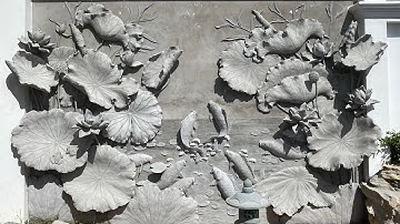 Quá trình đắp nổi tranh xi măng sen cá CỬU NGƯ QUẦN HỘI - Huy Hiếu 0344909234