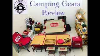 Camping Gears Review - Chums gears, Kzm gears, black , khaki and grey setup. Tectical equipment.