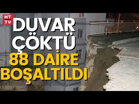İzmir'de istinat duvarı çöktü! 88 daire tahliye edildi