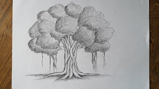 How To Draw Banyan Tree Easy Steps
