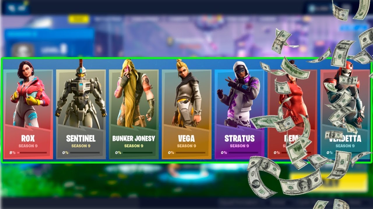 Buying 100 Battle Pass Tiers All New Skins Fortnite Season 9 Battle Pass Youtube