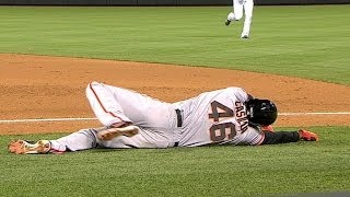 SF@COL: Casilla injures leg on groundout to short