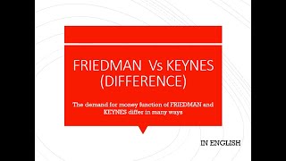 Friedman VS Keynes Quantity Theory of Money | Difference between Friedman and Keynes | in English
