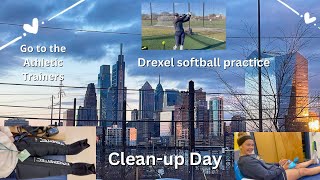 Drexel Softball Trash pick up, practice, and athletic training room!