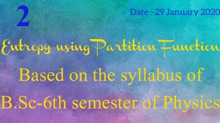 Entropy using partition function