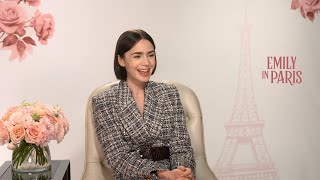 LILY COLLINS talks love triangles, trauma bangs, fashion and more!