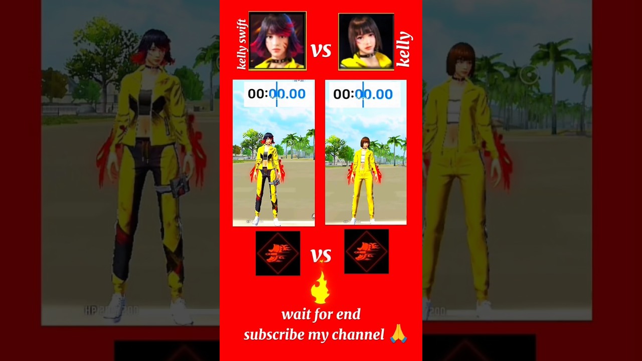 Kelly Swift vs Kelly ⚡ Speed Test 🔥 | Free Fire Fastest Runner Comparison with Timer!