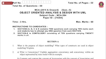 MCA 5TH SEM OBJECT ORIENTED ANALYSIS AND DESIGN WITH UML DEC 2018 | PTU