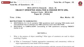 MCA 5TH SEM OBJECT ORIENTED ANALYSIS AND DESIGN WITH UML DEC 2018 | PTU