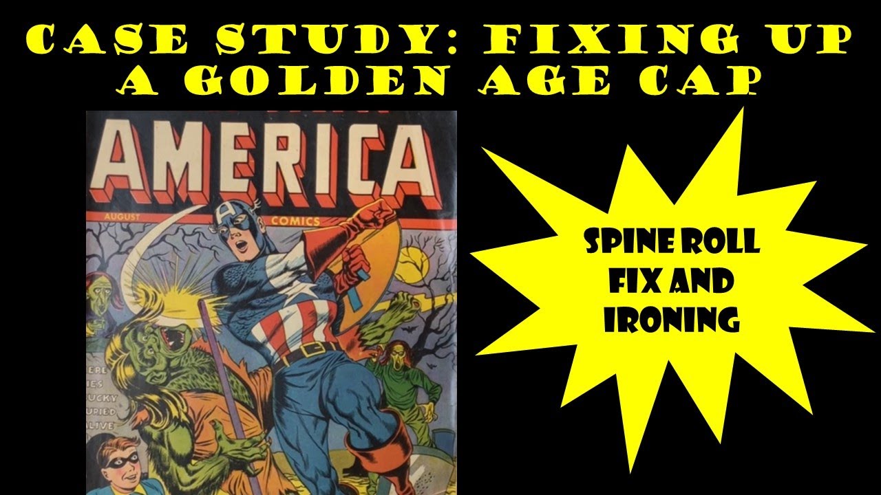 Golden Age comic spine roll fix Captain America 17 Timely comic pressing and cleaning