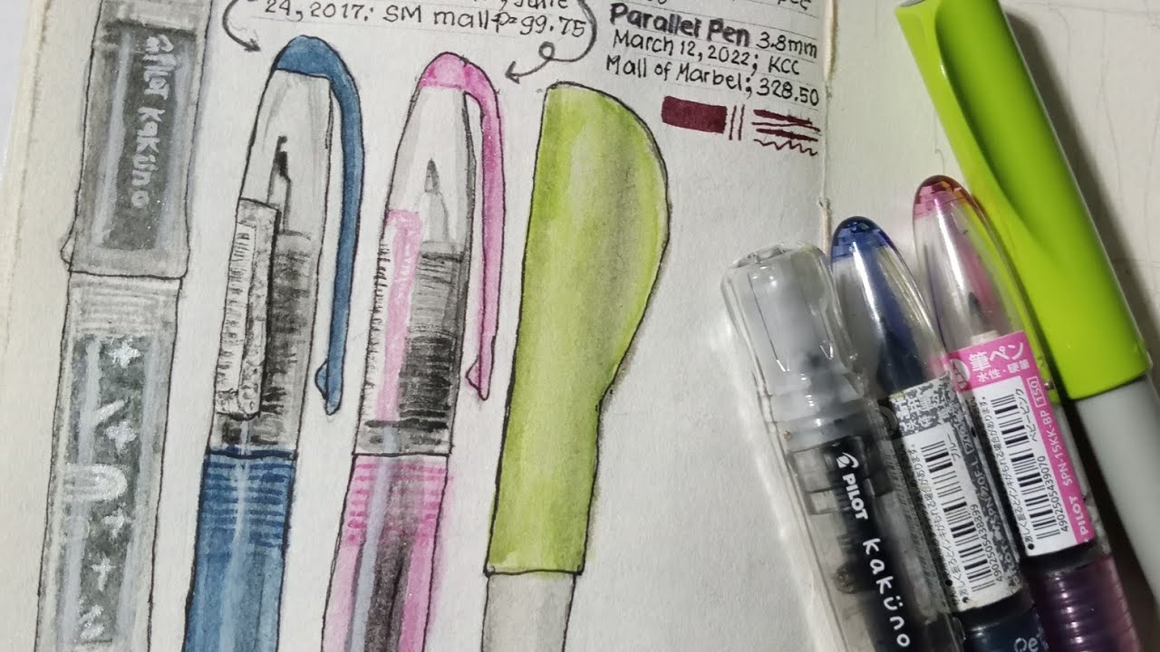 My pilot fountain pen collection: drawing and sample writing