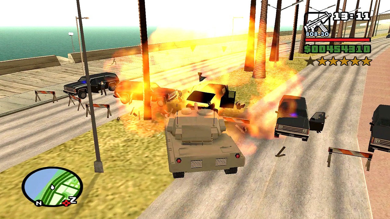 ⭐⭐⭐⭐⭐⭐SIX STARS WANTED LEVEL RAMPAGE WITH TANK | 6 STAR WANTED LEVEL ESCAPE IN GTA SAN ANDREAS